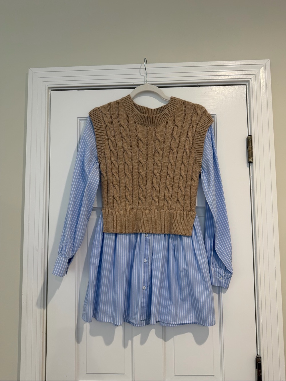 English Factory Cable Knit Tan Sweater Vest